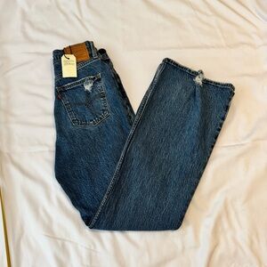 Levi's Dark Blue 70s High Flare Jeans